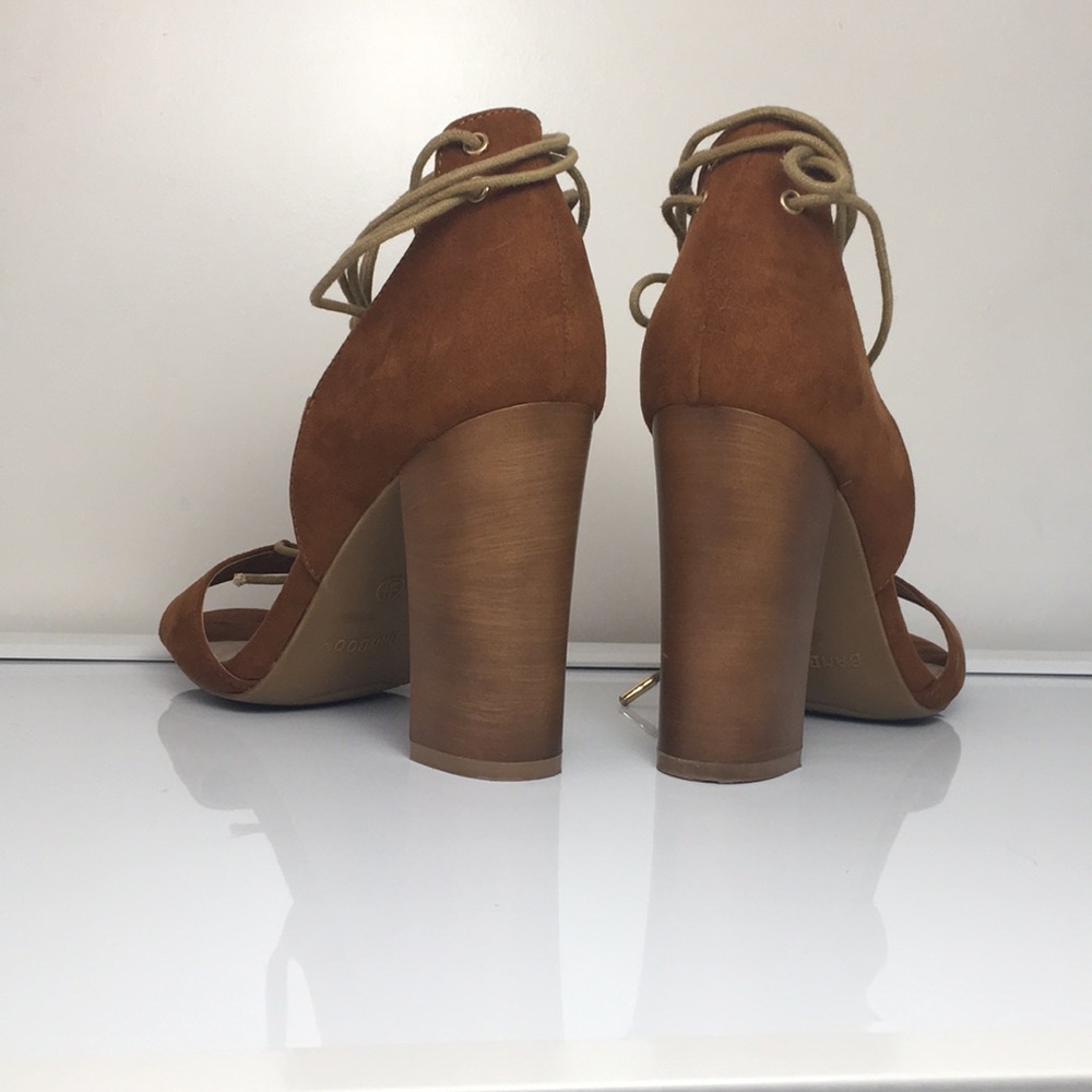 Tan Suede Strap Heels - Picture 3 of 4
